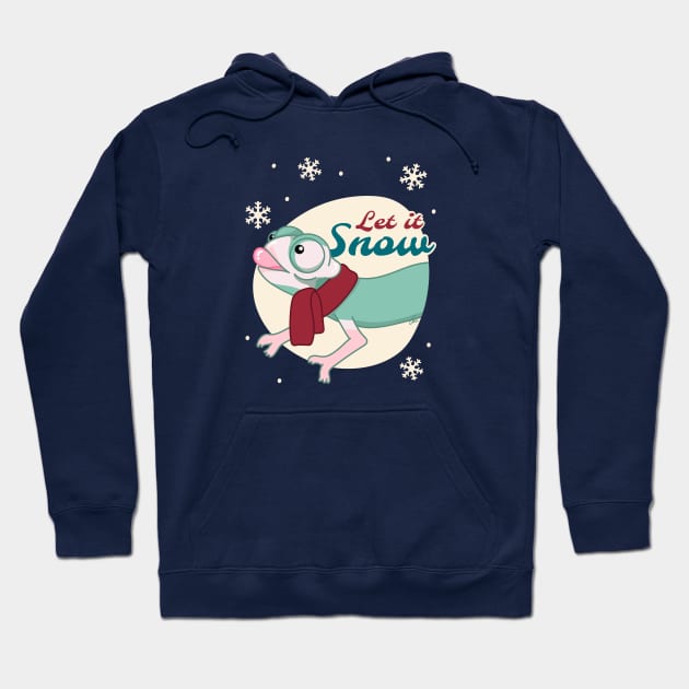 Translucent Veiled Chameleon, Christmas Edition! Let It Snow Hoodie by anacecilia